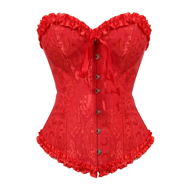 

S-6XL Plus Size 2021 New Floral Brocade Corset Feminine Lingerie Fashion Tops Sexy Lace Corset QZ0001