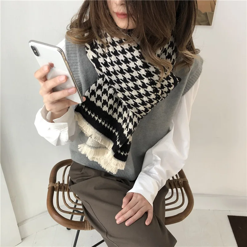 

Cashmere Thousand Bird Box Scarf Female Winter Korean Long Plus Thick Warm Shawl Scarf Women Winter Cashmere Designer Scarf