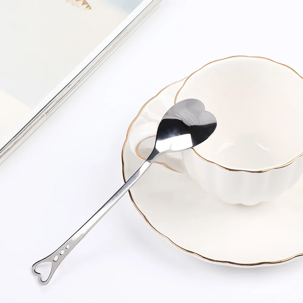 Забавная десертная ложка в форме сердца нержавеющая сталь серебряный чай кофе