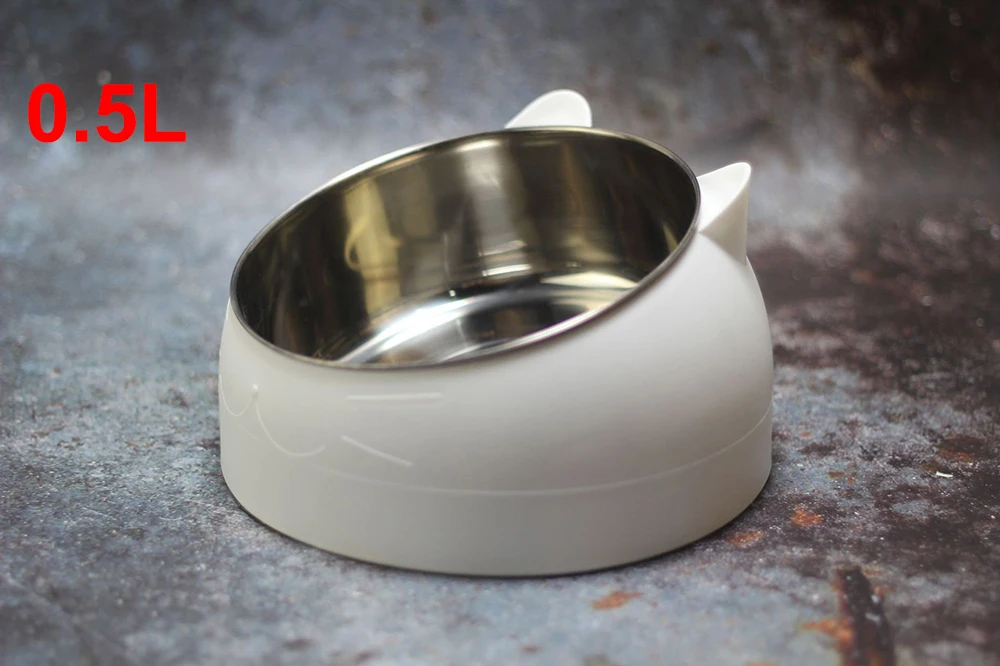 White 0.5L Нескользящие миски для кошек двойные миски для домашних животных с поднятой подставкой миски для домашних животных и воды для кошек кормушки для собак товары для домашних животных кошек миска - Цвет: White 0.5L