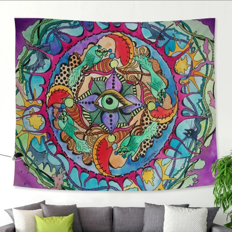 Новые подвесные Гобелены с абстрактным лицом солнце акварелью Мандала богемный