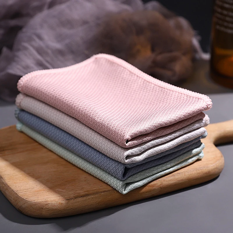 

5PCS 40*30cm Fish Scale Microfibre Polishing Cleaning Cloths Rags Tea Towels For Washing Dishes Kitchen Household Cleaning Cloth