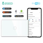 Сенсорсветильник выключатель Bseed с Wi-Fi, 123 клавиши, 123 канала, Белый Настенный умный стеклянный выключатель, беспроводная светодиодная подсветка Google Alexa US