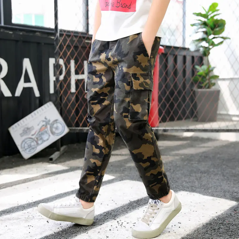 

DIIMUU 5-15 Years Kids Casual Camouflage Trousers Long Pants Young Children Boys Fashion Military Trousers Long Pants