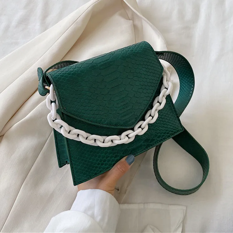 

Brand 2020 New Crossbody Bags Women Shoulder Bags Acrylic Chains Handbag Small Bag Summer Purse Sac Main Femme Alligator Bag New