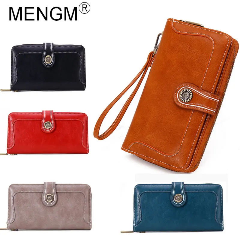 

MENGM Wristband Women Long Wallet Female Wallets Clutch Lady Purse Zipper Phone Pocket Card Holder Ladies Carteras