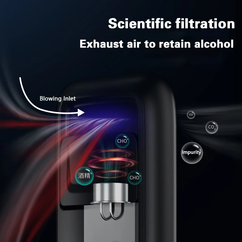 Portable non-contact alcohol tester with digital display, police-grade high-precision USB rechargeable Bac