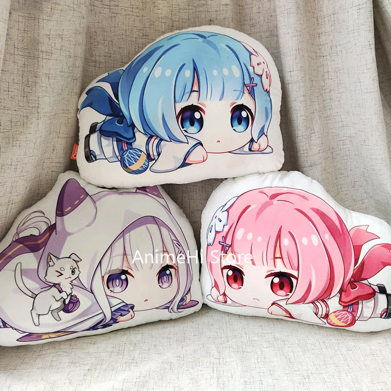 Re Life In A Different World From Zero Emilia Emiria Rem Ram figuras almohada Cosplay juguete suave mu&ntilde;eca de peluche 40cm para regalo-0