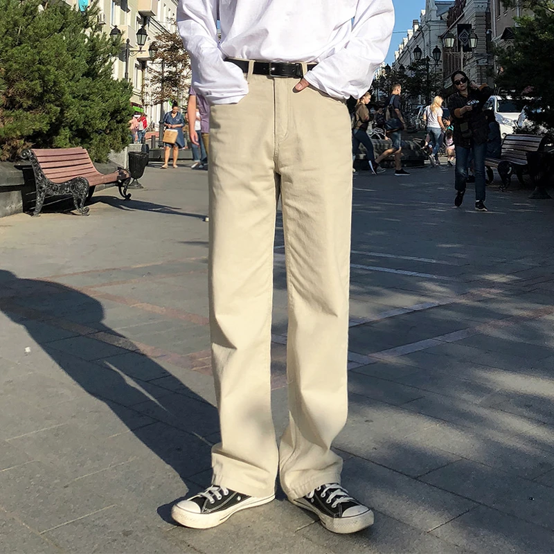 

New casual pants men's Korean version of the trend of all-match straight leg pants solid color retro loose student long pants