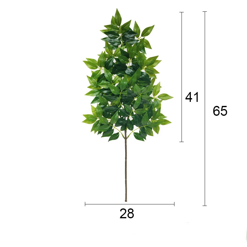 65cm Wisteria 65 см 3 вилки пластиковые листья Большая искусственная ветка дерева поддельные Banyan Листья зеленые растения Настоящее прикосновение листва для домашнего сада декор - Цвет: 65cm Wisteria
