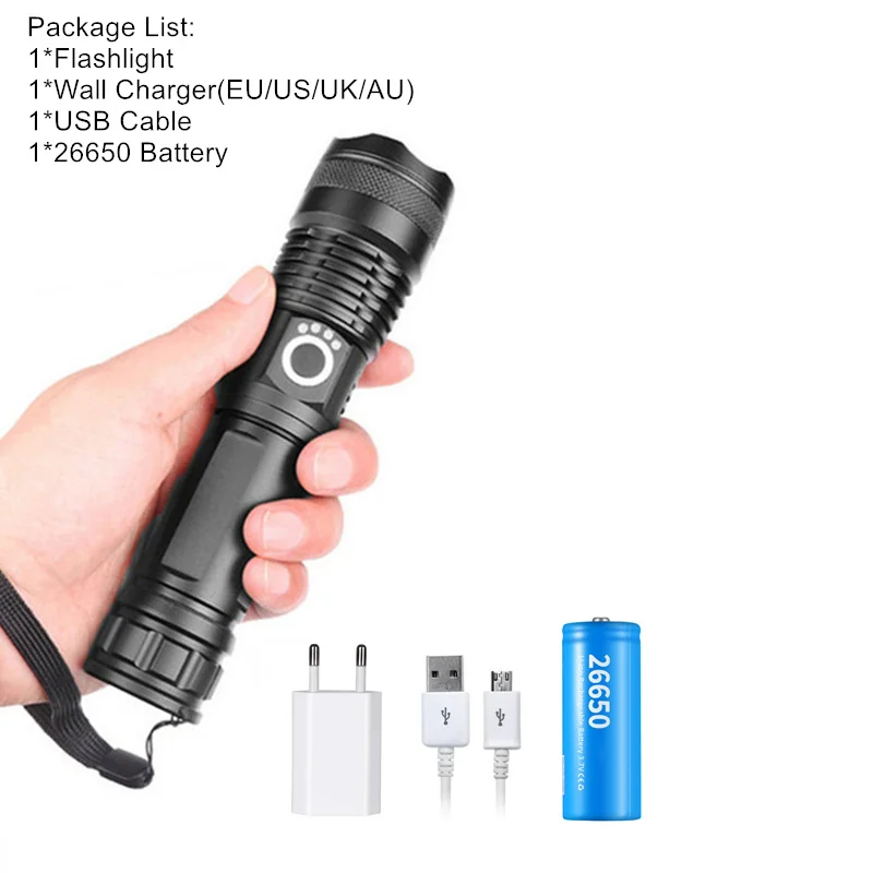 Package C Мощный USB фонарик xhp70.2 Самый светодиодный фонарик USB Zoom СВЕТОДИОДНЫЙ Фонарь xhp70 xhp50 18650 или 26650 Аккумулятор для кемпинга - Испускаемый цвет: Package C