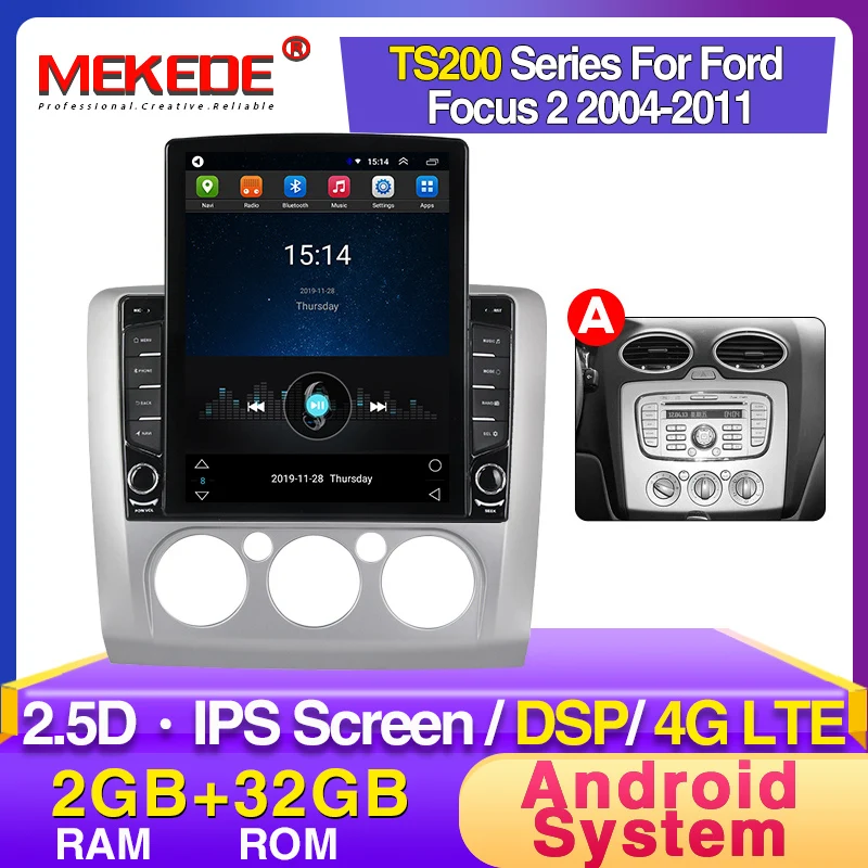 Android Tesla стиль автомобиля радио для ford focus EXI MT 2 3 Mk2 2004 2005 2006 2007 2008 2009 2011 2Din GPS