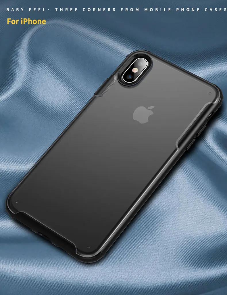 Для iPhone Xs MAX XR 8 7 Чехол Ультра тонкий прозрачный PC задняя крышка с Резиновый ТПУ бампер, противоударный чехол