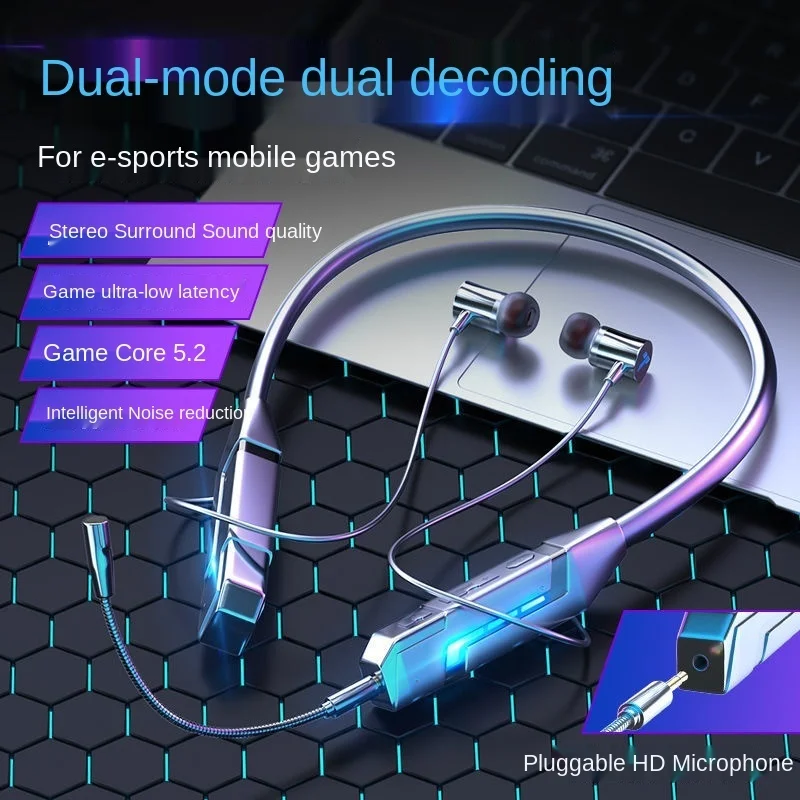 

Gaming Bluetooth headset wireless binaural neck hanging chicken without delay Apple oppo Huawei vivo universal