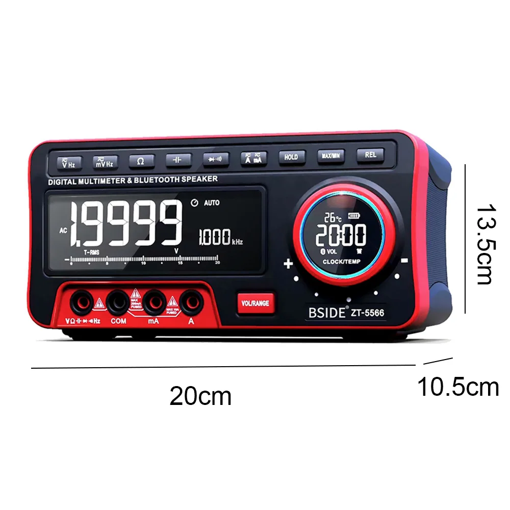 

BSIDE Multimeter ZT-5566 Dual Screen EBTN 19999 Wireless Multifuction Bluetooth Speaker Digital Voltage Current Tester
