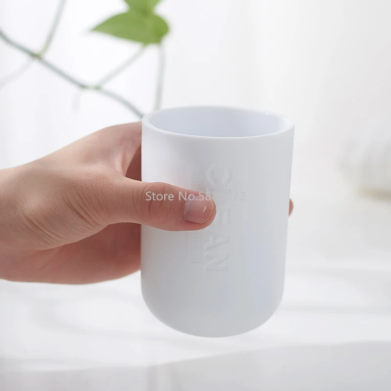 Multifunctional Plastic Toothbrush Cup with Bamboo Wood Holder Brush Bathroom Accessories | Дом и сад