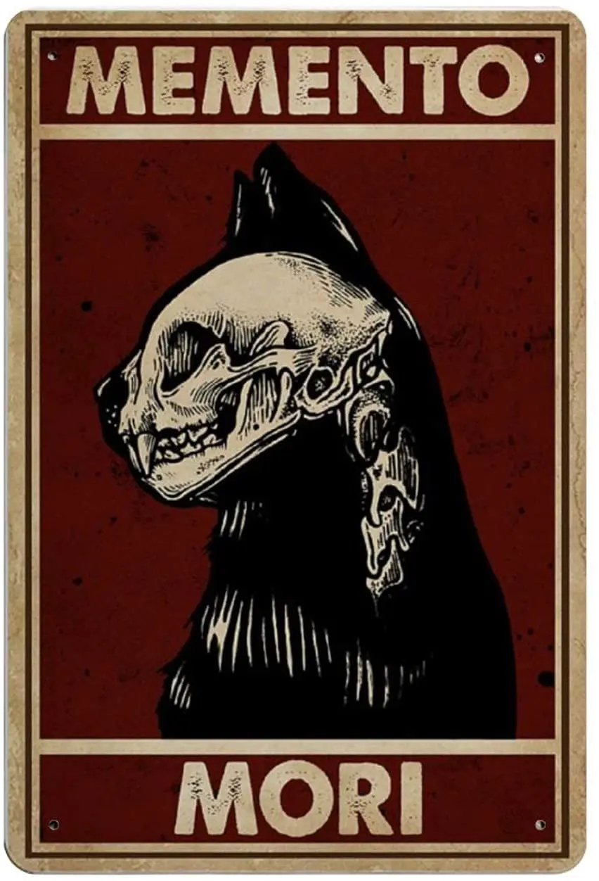 Black Cat Skull Memento Mori Reproduction Wall Decor for Cafe Bar Pub Home  Plaques &amp | Plaques  Signs -1005003412825540