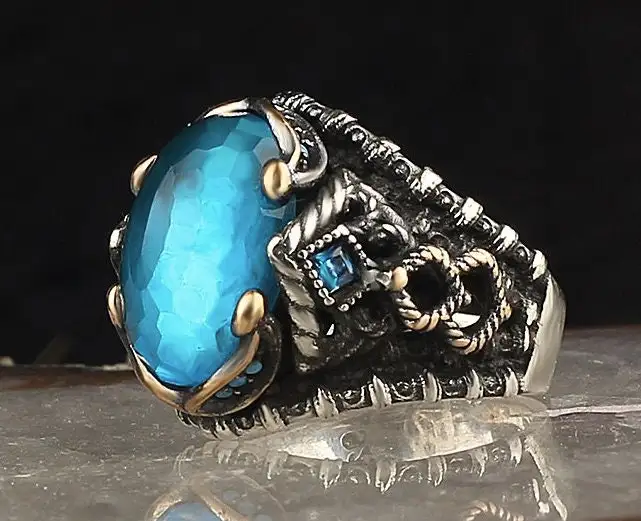 

Mens Ring Zircon Stone, Silver 925k Mens Ring, Handmade Mens Ring, jewelry Gift For Him and Each