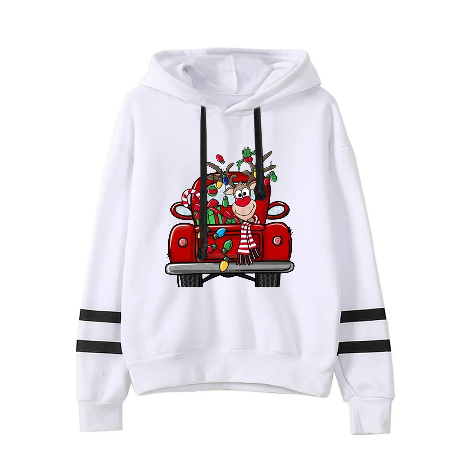 

Women Christmas Sweatshirt Tops Merry Christmas Print Hooded Long Sleeves Soft Sweatshirt Casual Pullover Top