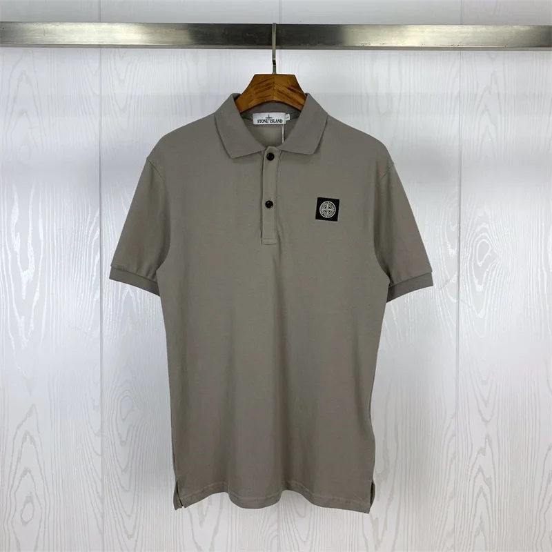 

Summer STONE ISLAND Compass Embroidered Pure Color Simple Casual Men's Short-sleeved POLO Shirt Tee