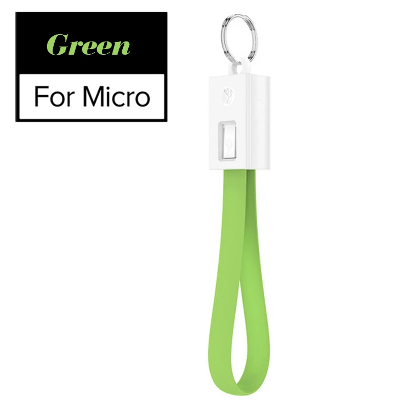 Green for Micro Мини брелок USB кабель для huawei samsung Xiaomi Портативный 2A Micro usb type-C USB-C кабель аксессуары портативный зарядный кабель - Цвет: Green for Micro