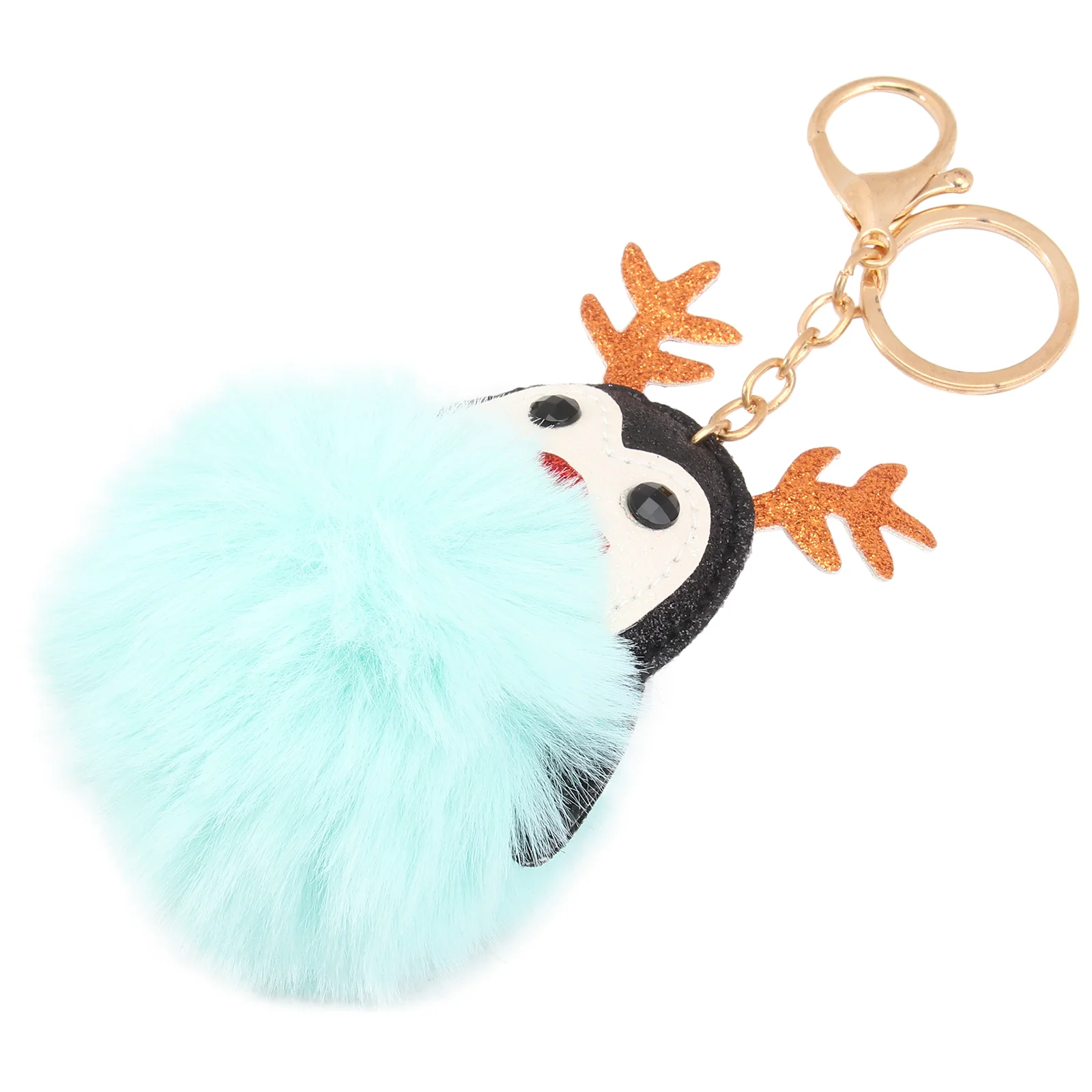 

Pom Pom Antlers Penguin Keychain Christmas Cartoon Doll Pendant for