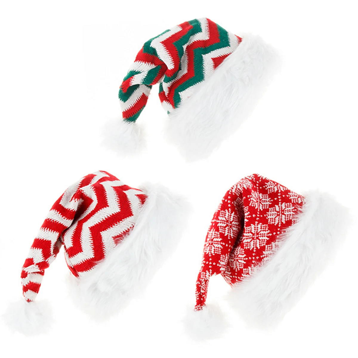 

Decorative Plush Santa Hats Knitted Plush Ball Hat Cute Christmas Hat for Women Men Adults Warm Winter Santa Gifts Lovely