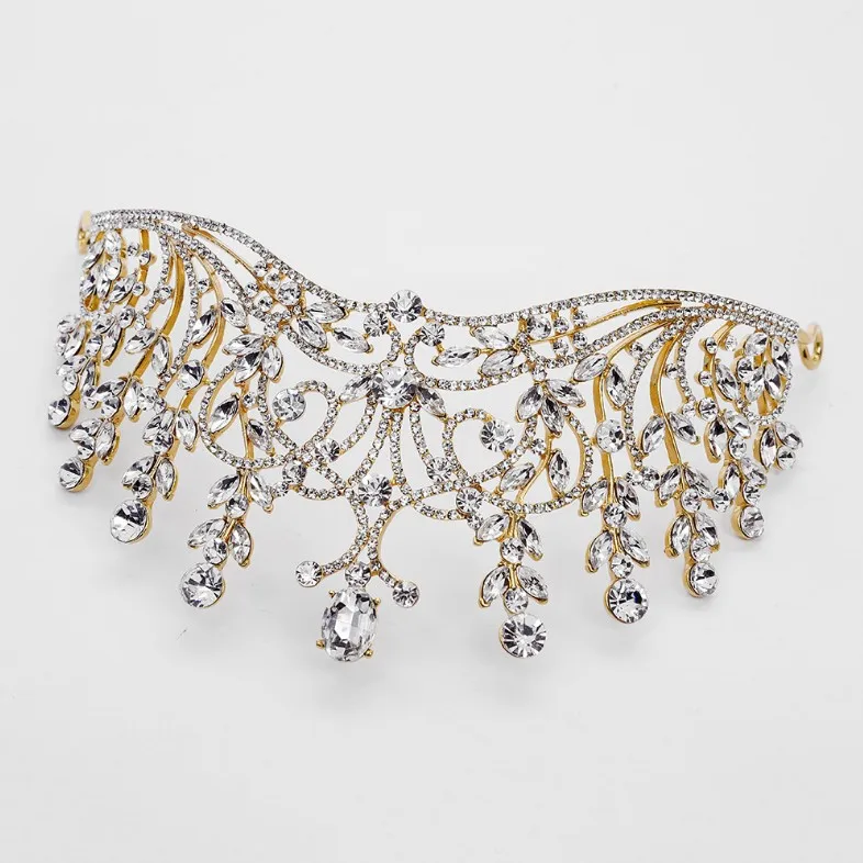 Новые золотые блестки в стиле барокко с кристаллами и цветочной короной