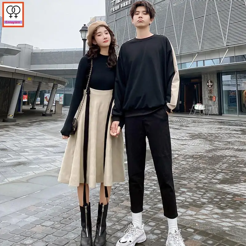 

Matching Couple Clothes Lovers Valentine's Days Female Male Cute Honeymoon Dat Casual Vintage Loose Sweet Hoodies Dress