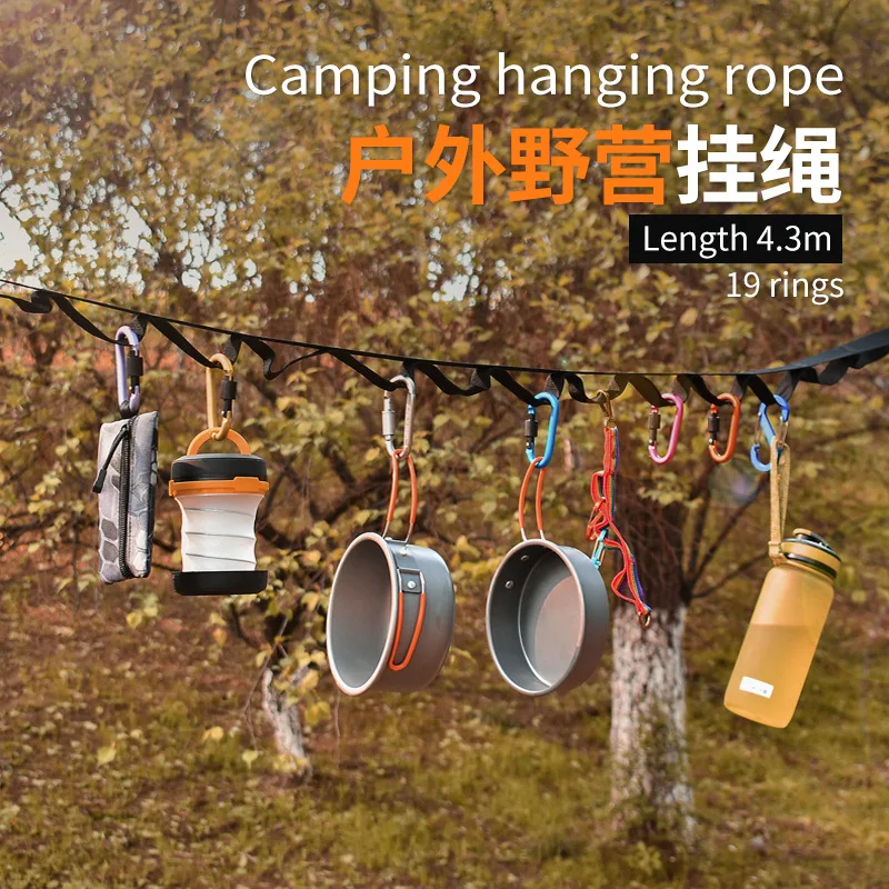 

Outdoor Camping Tent Clothesline Lanyard 19 Ring Lanyard Outdoor Gadget Storage Belt