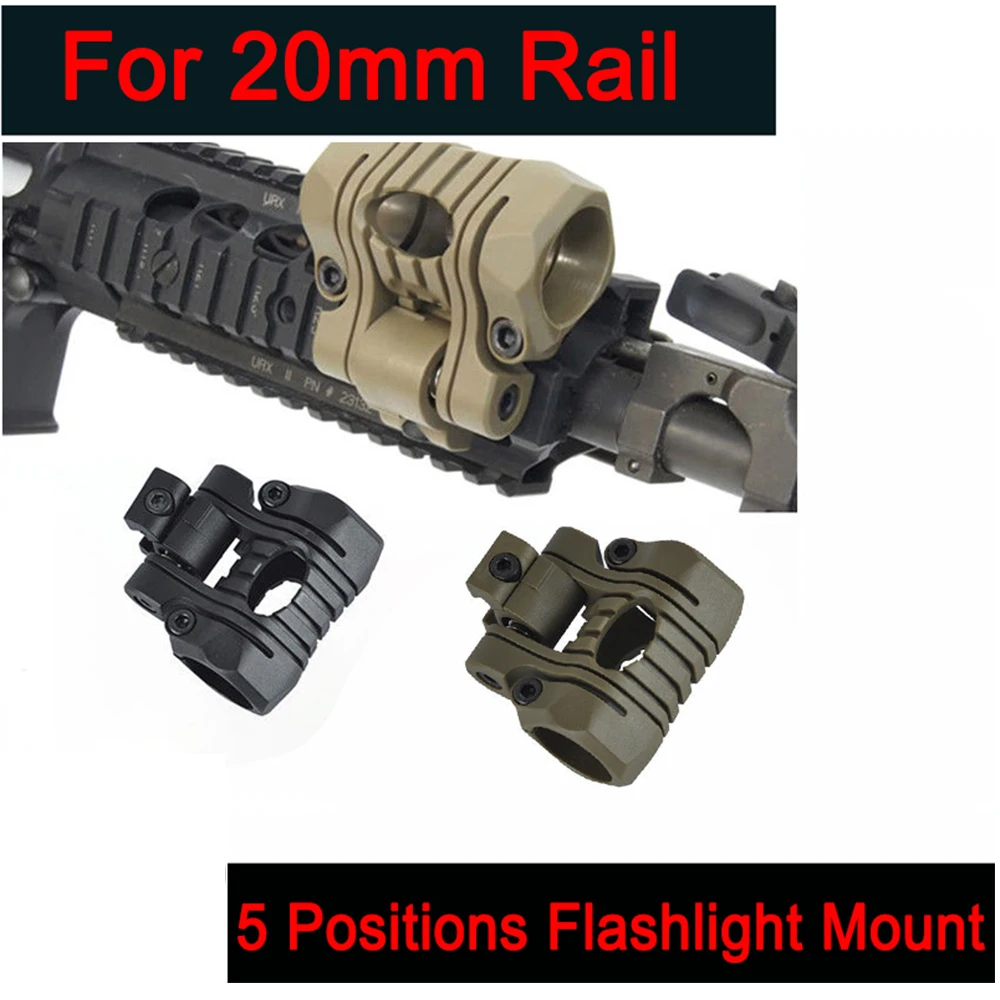 Airsoft Tactical Hunting Light Ring 25mm Base Mount 5 position flashlight Mount for 20mm Picatinny Rail Fit for M300 M600 Light militech mutli positions 25mm 1 qd flashlight 5 points laser picatinny mount tactical fast ach mich helmet flashlight mount