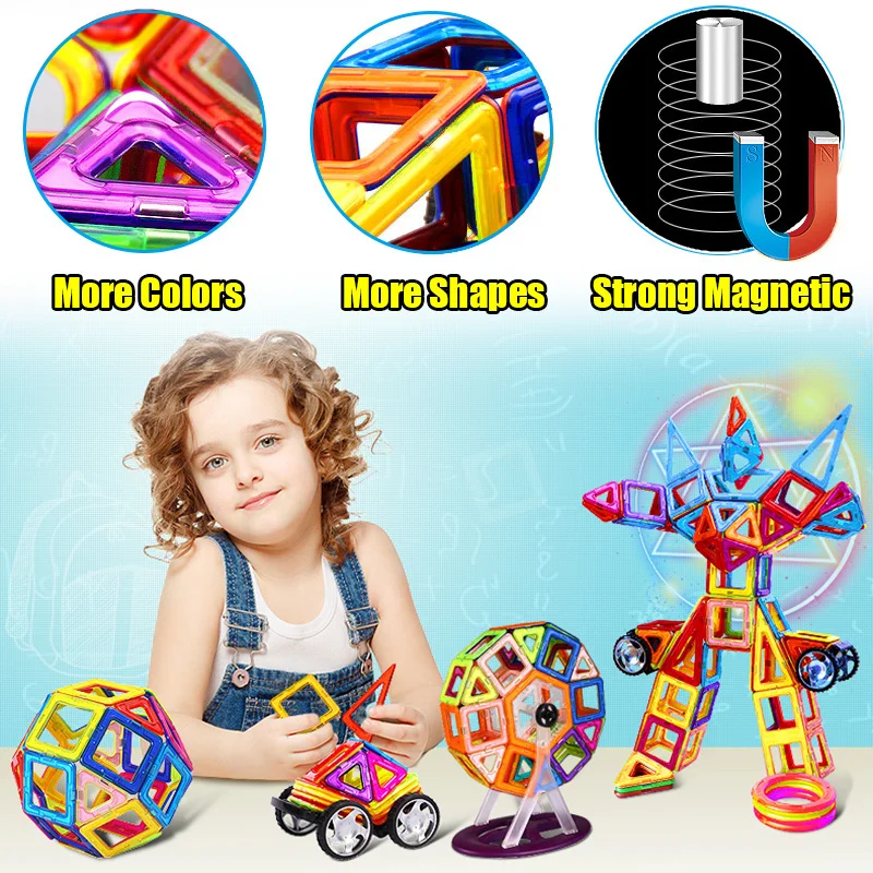 30-168pcs Big Size Magnetic Designer Construction Set Model Building Block For Children Intelligent Educational Toys | Игрушки и хобби