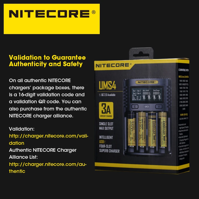 Умное зарядное устройство NITECORE UMS4 UMS2 с ЖК-дисплеем 4A QC быстрая зарядка для