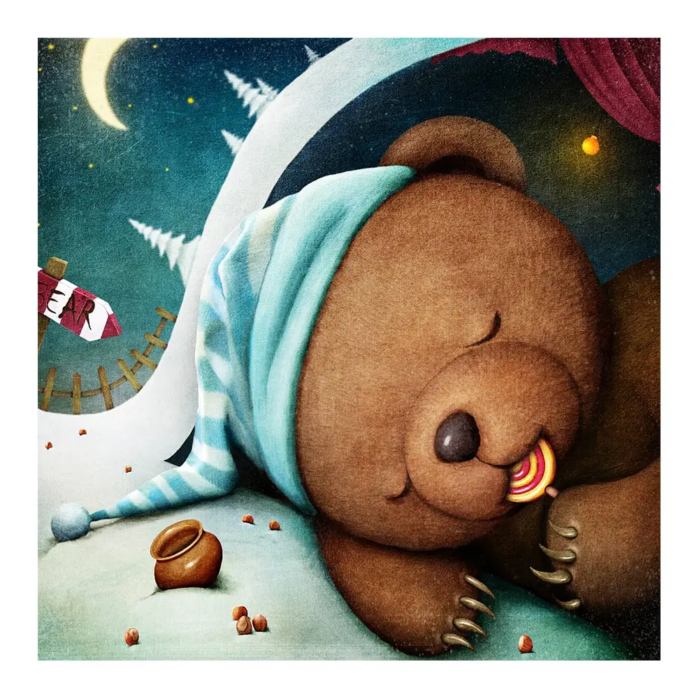 

Sleeping Bear Diamond Painting Animal Round Full Drill Cartoon Nouveaute DIY Mosaic Embroidery 5D Cross Stitch Home Decor Gifts