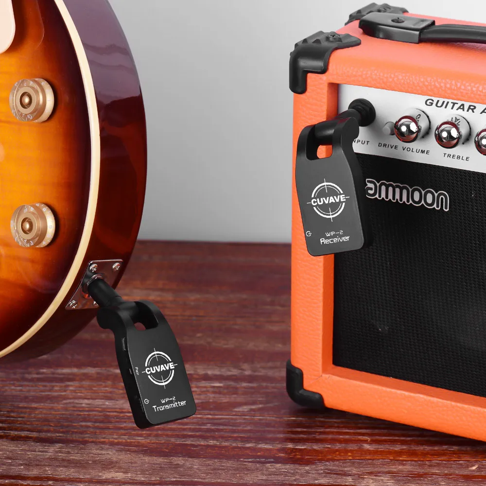 

UHF Wireless Guitar System Transmitter & Receiver Built-in Rechargeable Lithium Battery 50M Transmission Range
