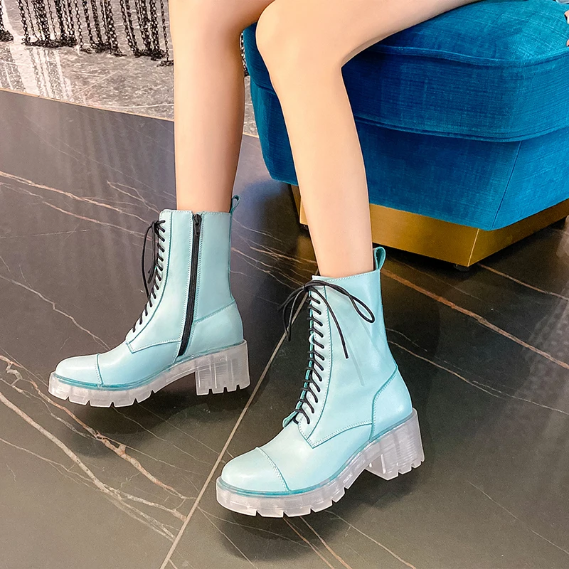 

Genuine Leather Women Ankle Boots Riding Boots New Casual Platform Shoes Woman Winter Warm High Heels Boots