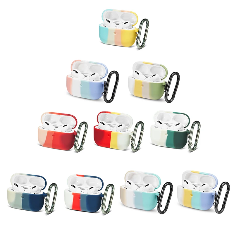 

Чехол для airpods Pro с радужным мультяшным рисунком, чехол для беспроводного телефона, мягкий силиконовый держатель с карабином и подключением ...