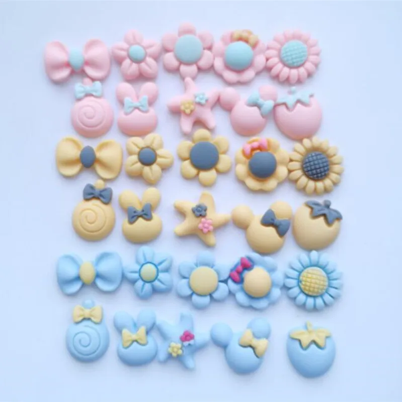 

50 шт. милые декоративные аппликации с бантиками из смолы, товары для рукоделия, нашивки для телефонных ракушек, искусство, Детские аксессуар...
