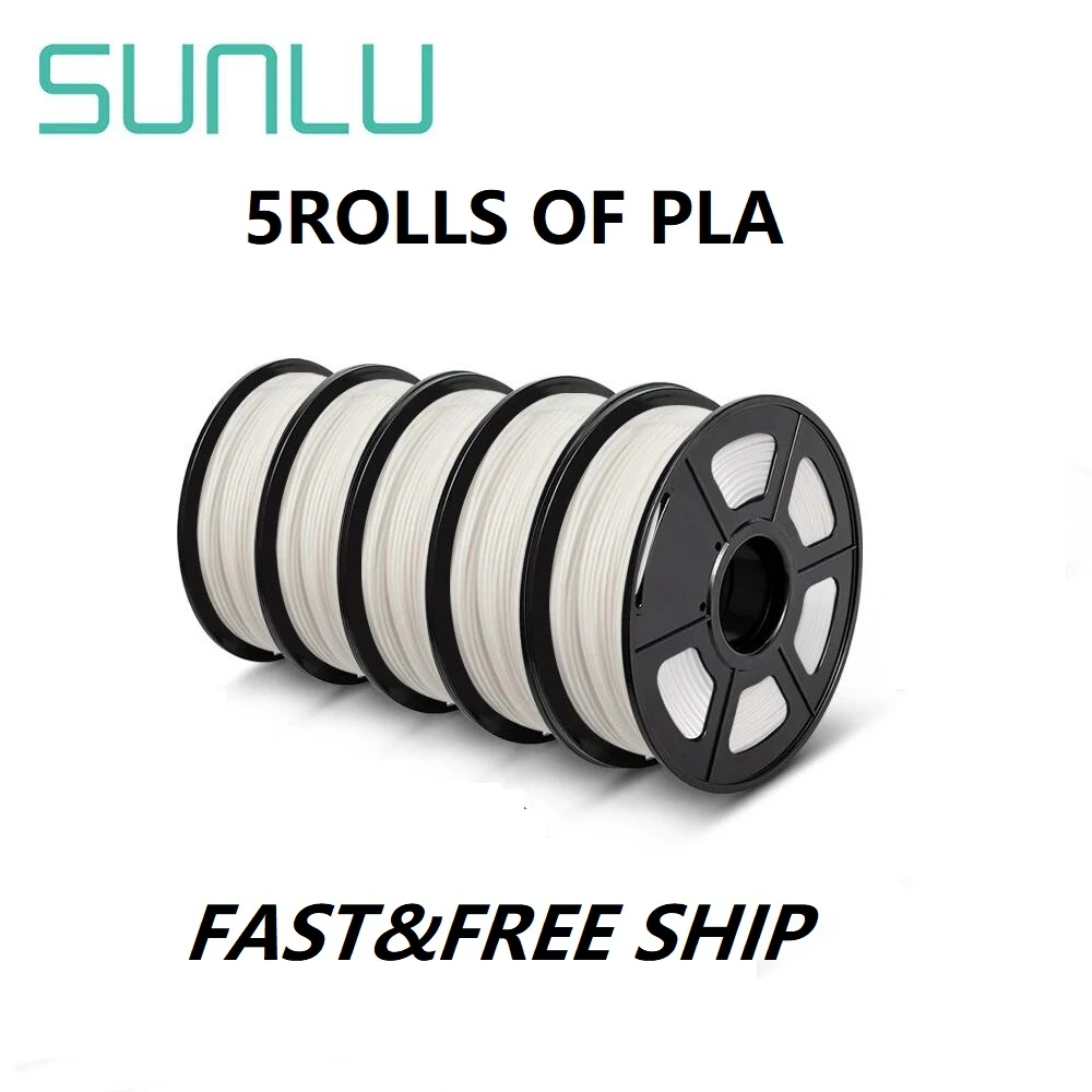 

Sunlu wholesale pla filament 1.75mm 1kg 2.2lbs Spool 5rolls per bag with vacuum packaging pla harmless material for 3D printer