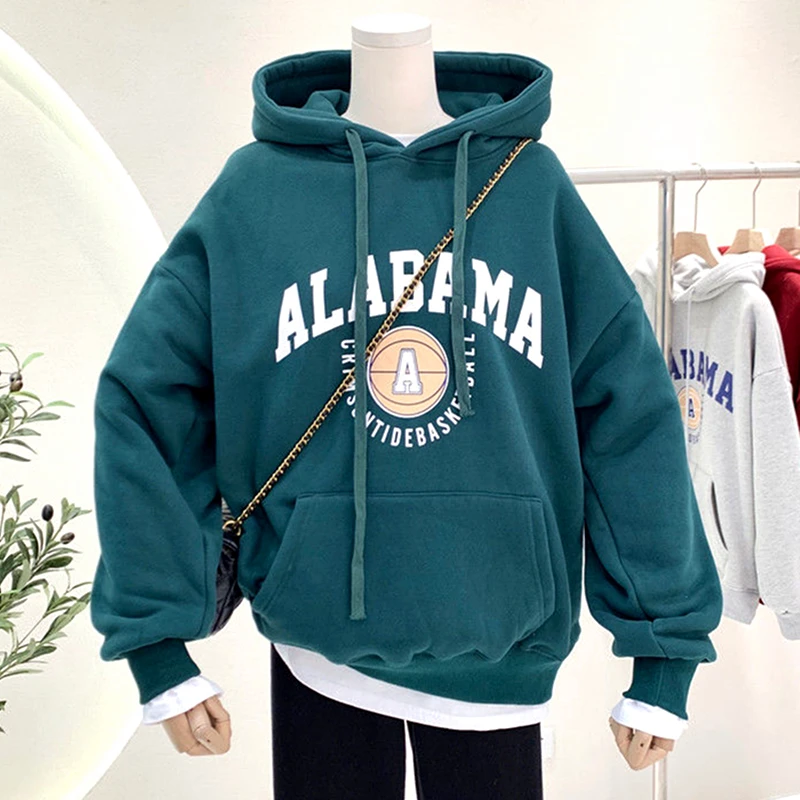 

New Women's Winter Tops American Vintage Letters Print Sweatshirt Hoodies Casual Oversized Streetwear Hip Hop Clothes for Teens