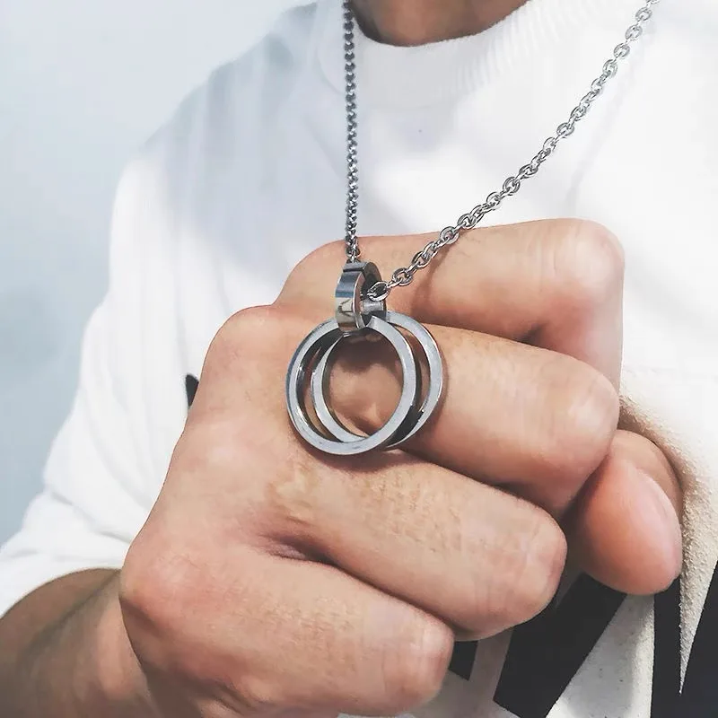 Мужская цепочка с круглой подвеской из нержавеющей стали | Украшения и