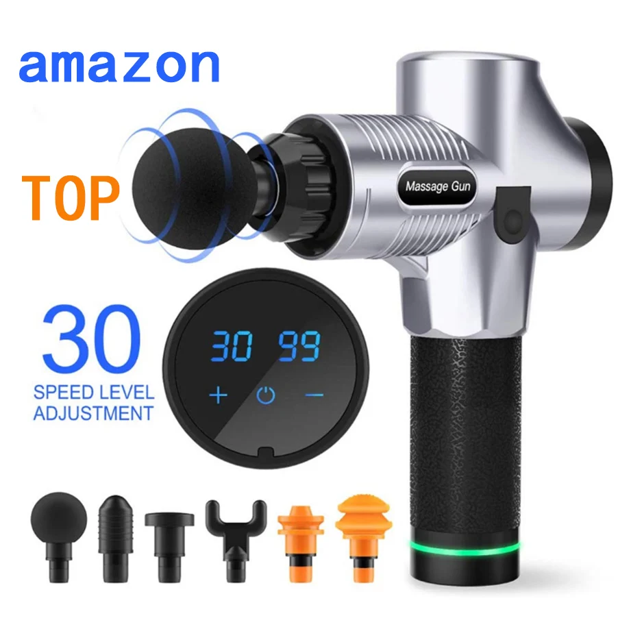 ЖК дисплей массажный пистолет с 6 массажными головками глубокий мышечный