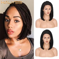 kalyss 12 inches lace front braided wigs with baby hair bob braids wig for black women synthetic box braid wig
