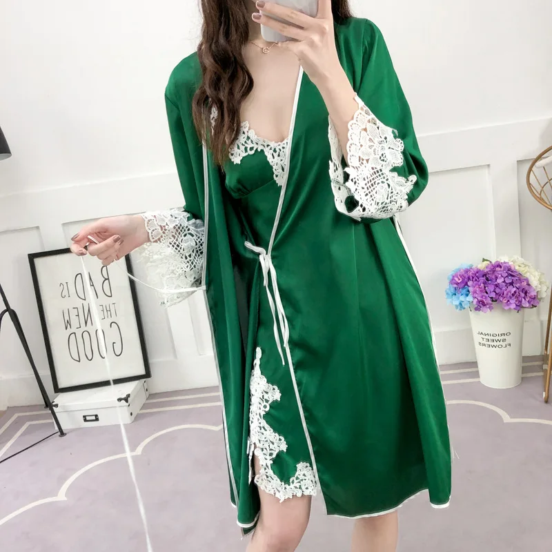 Кружевной Халат и платье подружки невесты кимоно Женские топы блузки банный