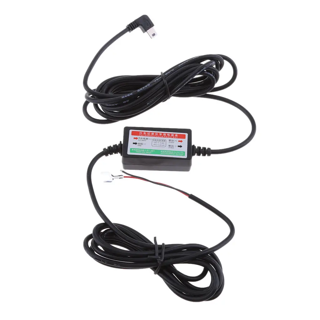 

Durable Car Cam Hardwire Kits 8/36V to 5V Power Adapters Inverter Mini USB Right Bend Connectors