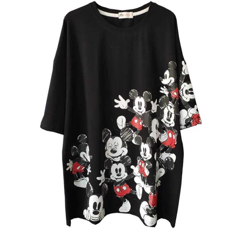 

Disney 2021 Mickey Mouse Mickey T-shirt short sleeve retro long loose casual large size Harajuku lazy wind shirt