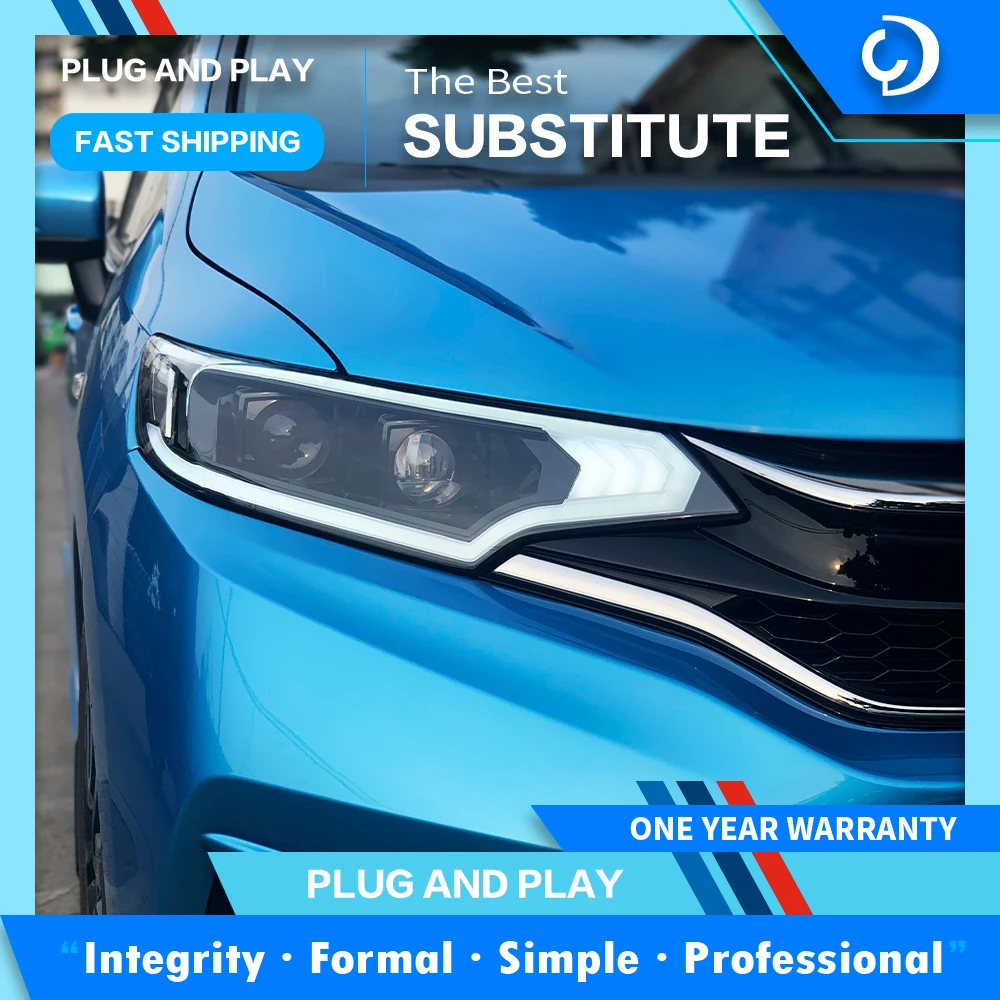 

Стайлинг автомобиля фары для HONDA для Fit Jazz светодиодная фара 2014-2019 передняя фара DRL фотообъектив автомобильные аксессуары