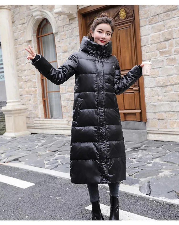 Яркая Корейская версия нового пуховика толстое супер длинное женское пальто