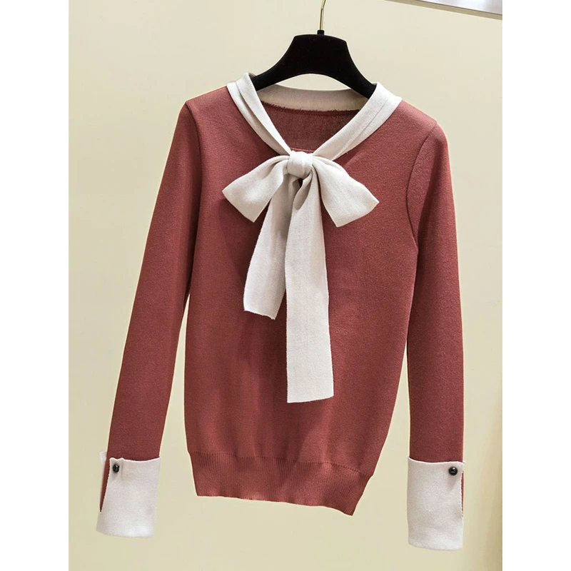 shintimes Long Sleeve Sweater Bow Knitted Winter Sueter Mujer Invierno 2019 Fall Pullovers Pull Femme Womens Clothing | Женская одежда