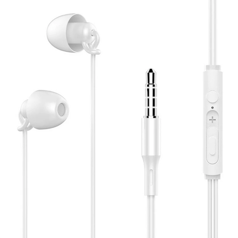 

Wired Earphones with Microphone Comfortable Noise Canceling Black White